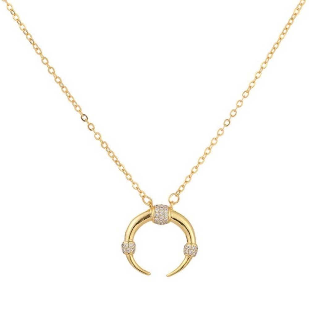 NEW Crescent Moon Necklace Gold over Silver